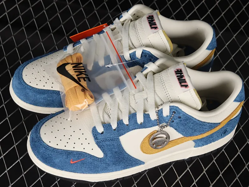 All categories Nk SB Dunk Series Nk SB Dunk Low low-top sneakers M version pure original Kasina x Nk SB Dunk Low joint model blue and yellow retro low-top casual sports skateboard shoes CZ6501-100